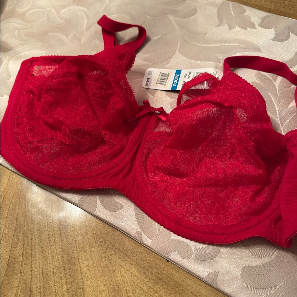 NWT WACOAL Red Full-Coverage underwire lace bra